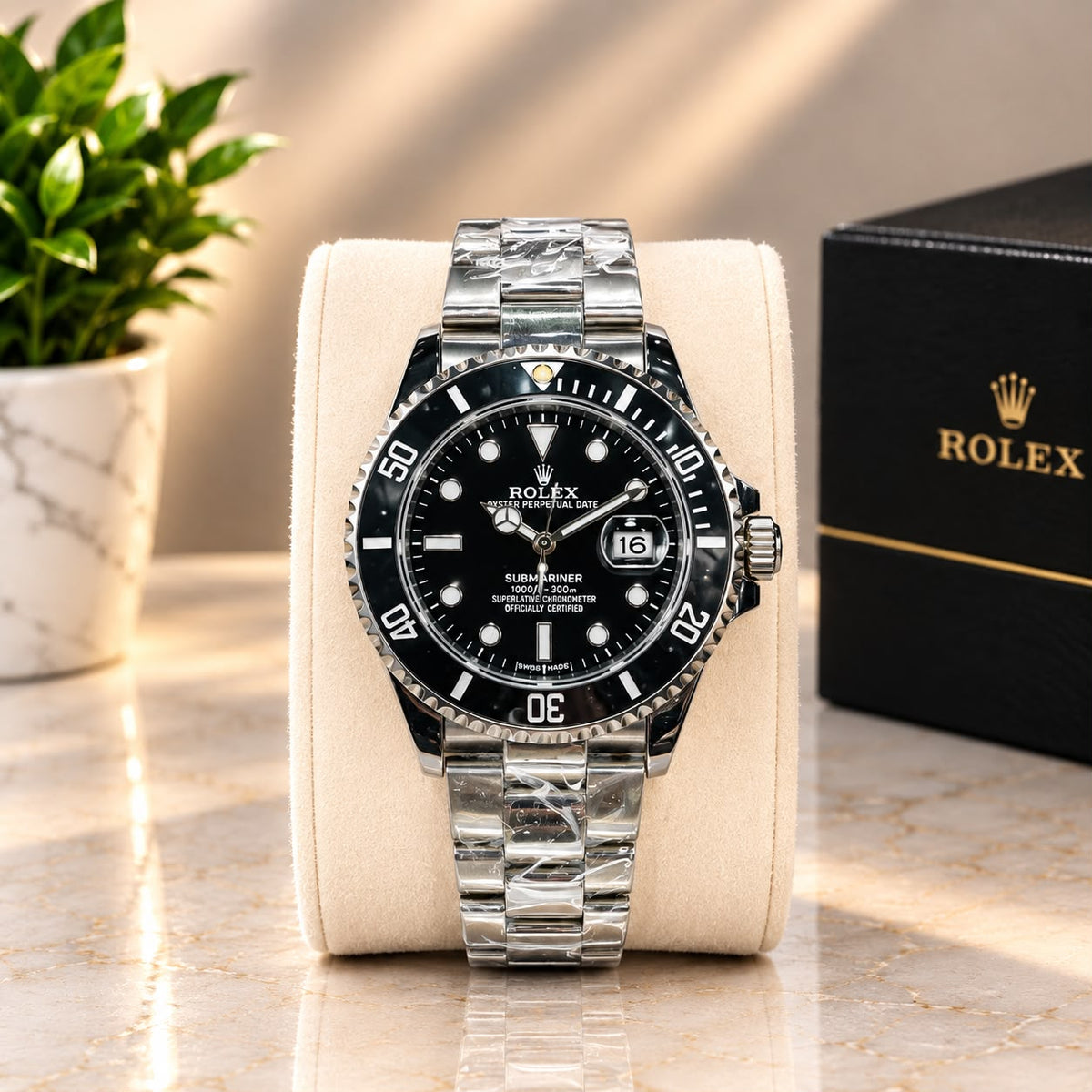 Rolex silver-tone bracelet rotating bezel